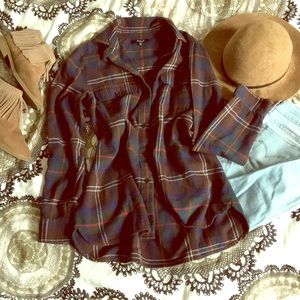Madewell ex-boyfriend flannel in thicket plaid xs